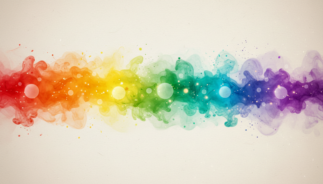 Sieben Chakra-Farben als fließender Farbstrom